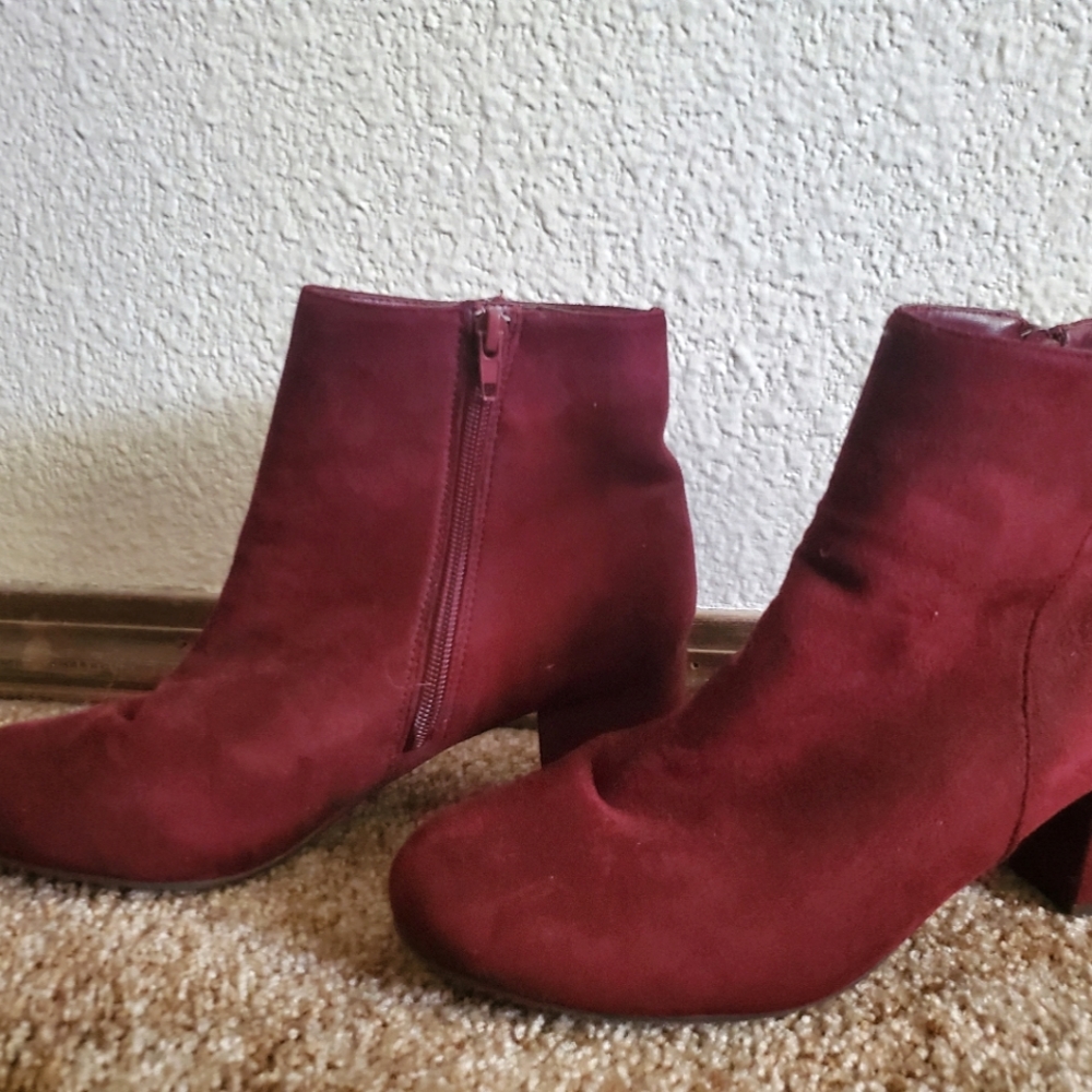 Deep Red Suede Boots